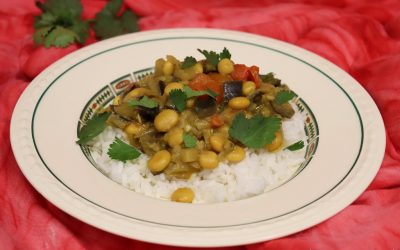 Curry met lupine en aubergine